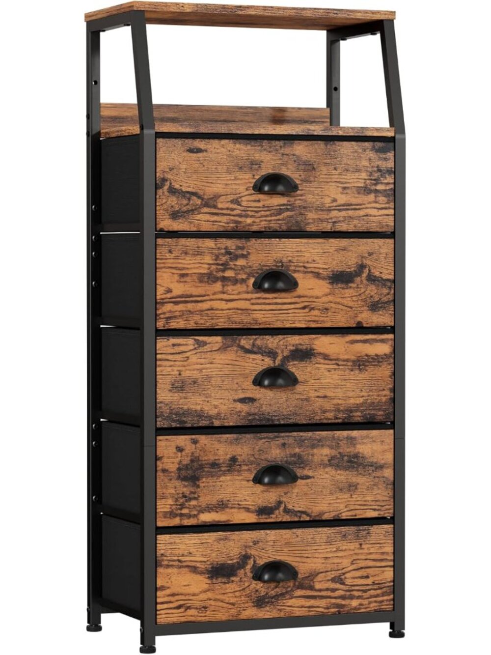 Tall 5 Drawers Dresser, Vertical Storage Tower Fabric Dresser for Bedroom, Hallw